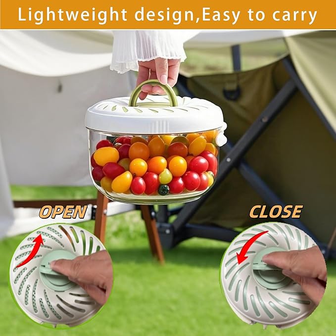 2025 New Upgrade Large Fruit Washing Bowl with Strainer(2.85QT),3 in 1 Multipurpose Drain Basket with Lid & Ice Box,Foldable Handle Fruit Strainer Perfect for Fridge Storage and Outdoor Picnics