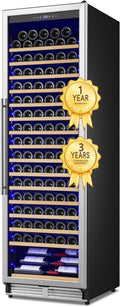 Upgraded 24 Inch Wine Cooler Refrigerator, 190 Bottles Wine Fridge with Professional Temperature Control System, Freestanding or Built-in installation, Quiet Operation