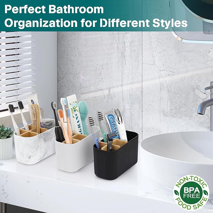 Black Toothbrush Holder - Bamboo Toothbrush Holders for Bathrooms Electric Toothbrush Holder Organizer Kids Toothbrush Holders for Bathrooms Countertop
