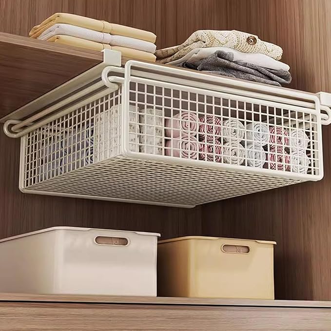 Hanging Cabinet Bin Drawer Multifunctional Under Shelf Storage Basket Bedroom Wardrobe Shelf Installation