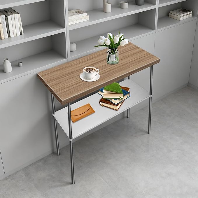 Stainless Steel Under Shelf for Workbench, 57.09x21.65 Inch Adjustable Utility Shelf with Corner Sleeve Holes, Rectangular Metal Work Table Under Shelf for Kitchens, Living Rooms, Workshops, Garages
