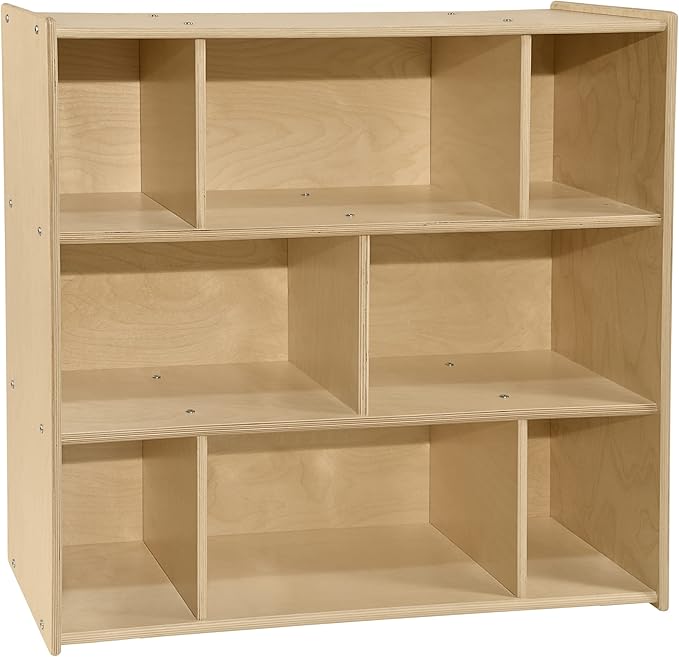 Contender - Birch 8 Cubby Storage Unit, Art&Craft Organizer for Kids Kindergarten, Homeschool, Daycare, Nursery, Preschool, Safe and Certified, in Natural