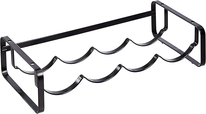 Amazon Basics Tabletop Stackable 4-Bottle Metal Wine Rack, 3.74"D x 15.75"W x 7.87"H, Black