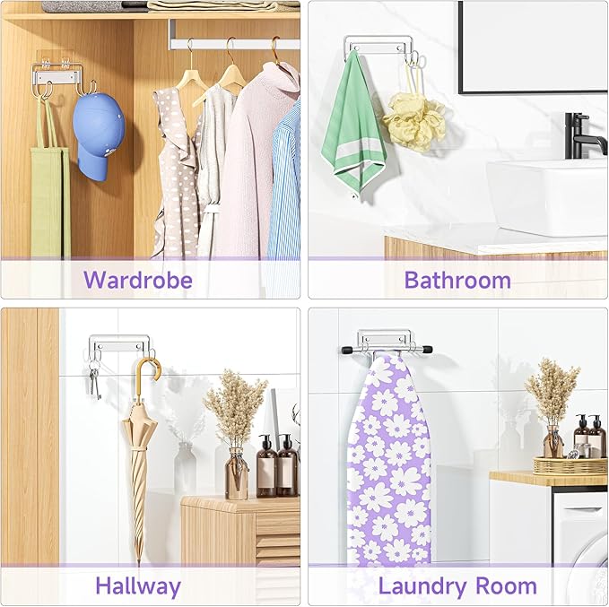Ironing Board Holder Wall Mount, Iron Board Holder Stainless Steel, Wall Mounted Ironing Board Hanger, Y T Leg Laundry Rooms Iron Board Holder for Wall Heavy Duty