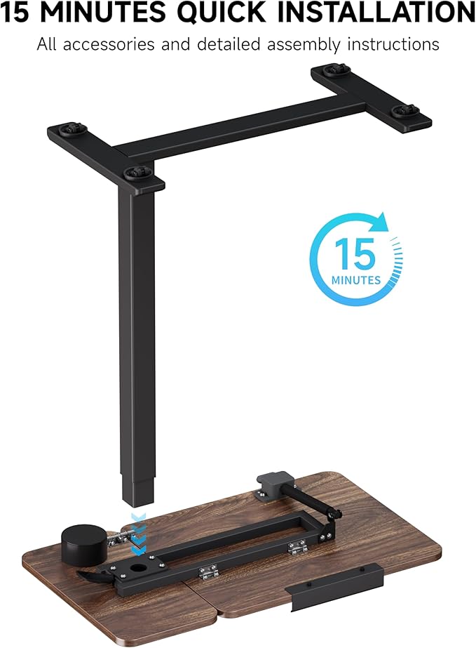 BZIUM Overbed Bedside Table with Hidden Wheels, Adjustable Medical Tilt Top Hospital Bed Table Over The Bed, Rolling Desk Mobile Standing Desk for Hospital&Home Use (Walnut)