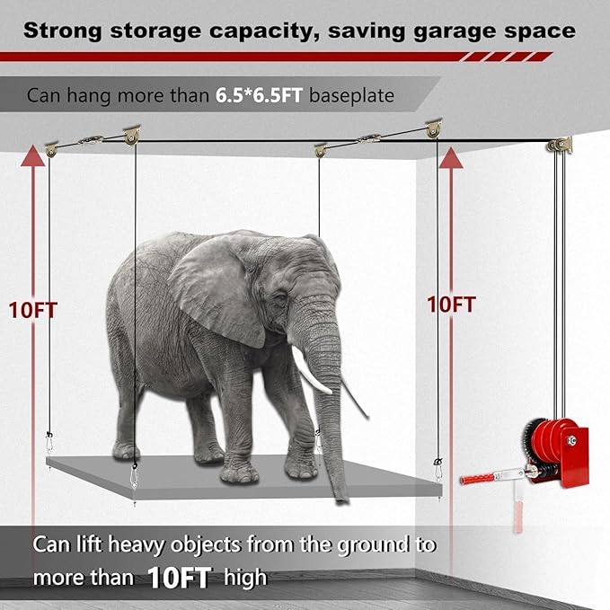 Overhead Garage Storage Lift Hoist, Heavy-duty Ceiling Mounted Garage Storage Lift System for Organization