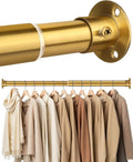 Closet Rods for Hanging Clothes, 17-76 Inch Heavy Duty and Stepless Adjustable Closet Poles, Stainless Steel Closet Hanging Rod for Closet, Wardrobes, Laundry Room, Bathroom, RV (Gold)