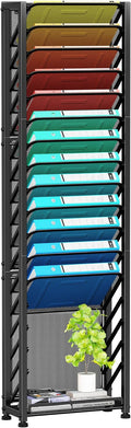 Simple Trending Wall File Organizer, 18-Tier Mesh Hanging Paper Document Folder Holder, Desktop Metal Files Storage Rack for Office and Home, Black