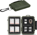 IP67 Waterproof Memory Card Case, Slim Anti-Shock SD TF Card Holder Carrying Case Organizer for 8 SD/SDHC/SDXC Cards, 12 MicroSD/MicroSDHC/MicroSDXC/TF/MSD Cards, 2 Nano SIM Storage - Green