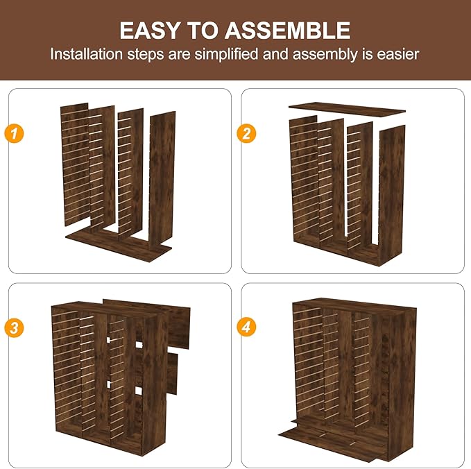 TQVAI Literature Organizer, Heavy Duty 48 Compartments Countertop Mail Organizer with Adjustable Shelves, Wooden Desk Paper Storage Organizer, Mailboxes Cubbies for Office, Classroom, Anqitue