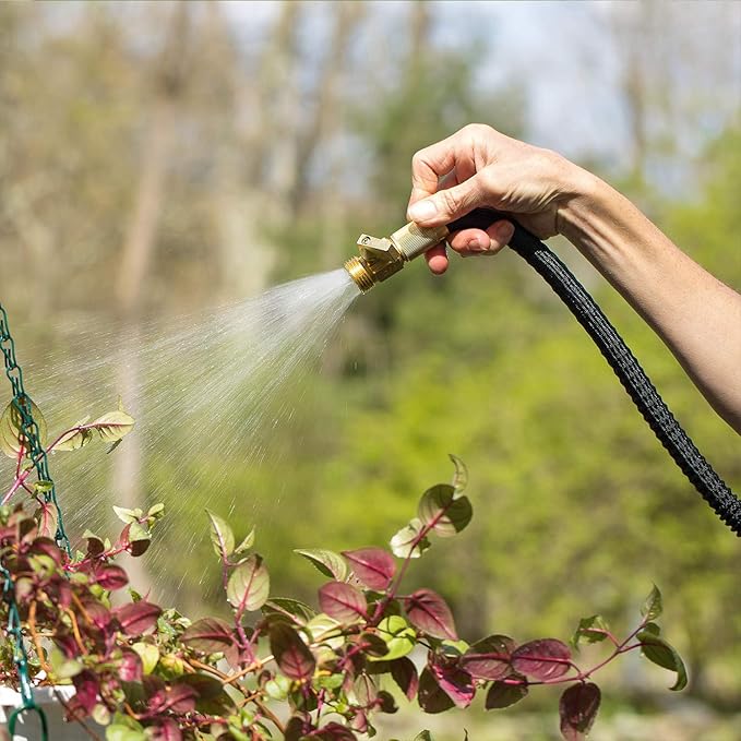 Flexi Hose Lightweight Expandable Garden Hose, 100FT -Retractable Garden Hose, Water Hose - No-Kink Flexibility, 3/4 Inch Solid Brass Fittings and Double Latex Core