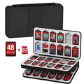 QuoLumPIA 48 Game Card Case Compatible for Nintendo Switch 2/OLED/Switch/Switch Lite, storage 48 Game Cards & 80 Micro SD cards, Black, hard shell, magnetic closure, soft silicone linning