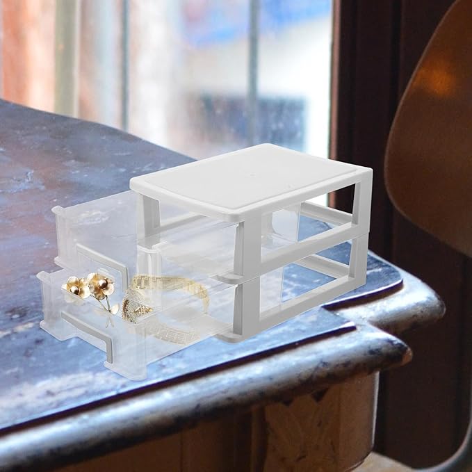 BESPORTBLE Transparent Desktop Drawer Organizer Box Drawer Storage Cabinet with Sturdy PP Material Heat Resistant Lightweight Stationery and Sundries Storage for Office and Home Use