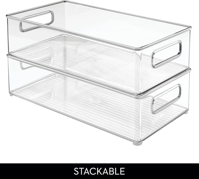 iDesign Stackable Fridge Bin - Storage Bin for Freezer or Pantry Organization, Clear, Made in USA