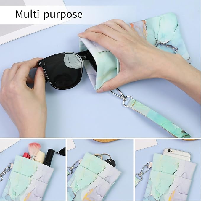 Double Eyeglass Case Soft Dual Glasses Case for Women Men Travel Squeeze Top Sunglasses Cases Eyeglasses Pouch