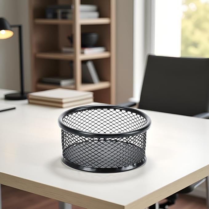 1Pc Black Metal Paper Clip Holder Mesh Paperclip Bowl Binder Clip Dispenser Desk Bobby Pin Container Organizer for Home Office Classroom School,Paper Clip Holders,Desk Supplies Holders and Dispensers
