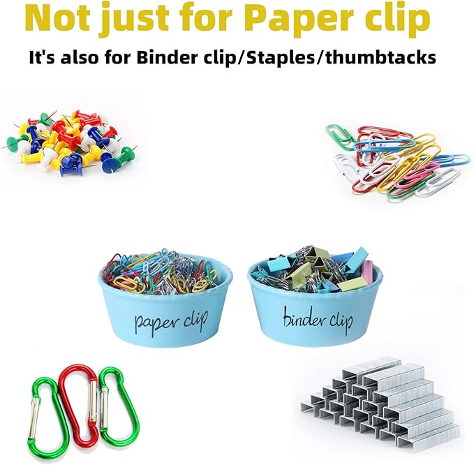 ONTUBE Ceramic Paper Clip Holder and Binder Clip Holder Set (Turquoise)