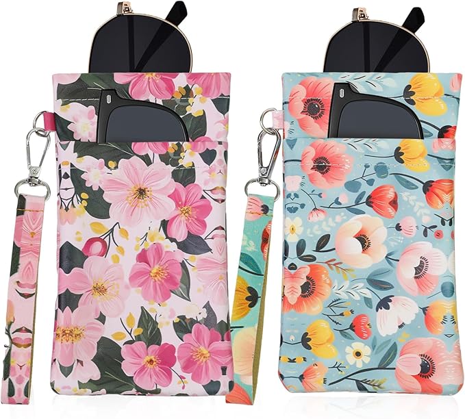 Double Eyeglass Case Soft Dual Glasses Case for Women Men Travel Squeeze Top Sunglasses Cases Eyeglasses Pouch