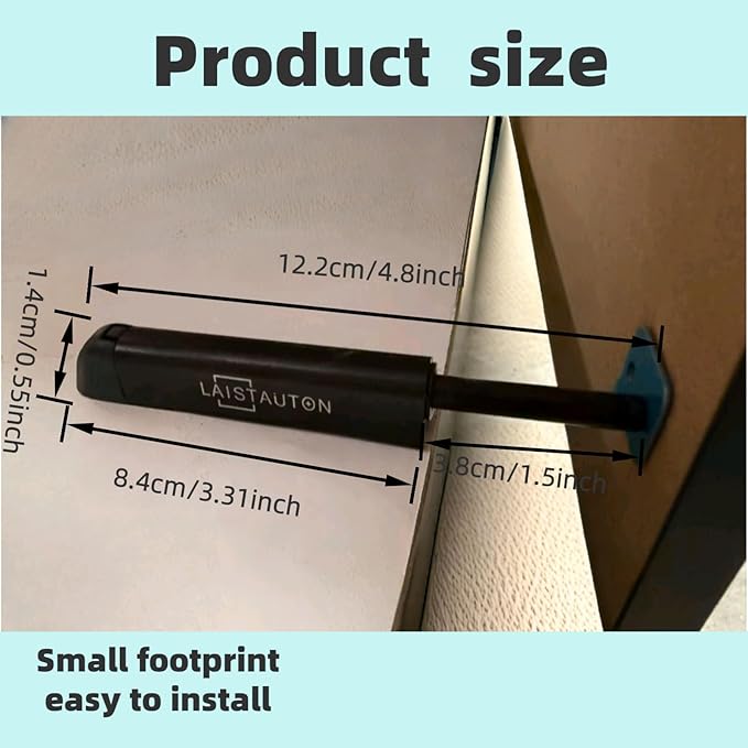 Softly-Closed Door Latch - 2 Pairs Magnetic Cabinet Push Open Latch，Full Extension Concealed Hidden Door Latch with Magnetic Shock Absorber for Kitchen Cabinet, Wardrobe, Office Furniture