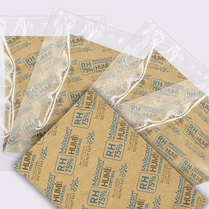 75% Two-Way Humidity Control Packs - 60 Gram - 90 Pack - Moisture Control Packets Individually Wrapped for Storing 1 lb, Humidifier Packs for Storage Containers Hydration Packets