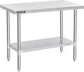 DuraSteel 24x48 Stainless Steel Work Table - NSF Commercial Prep Metal Table - Outdoor Pizza Oven Stand w/Under Shelf - Kitchen Island Laundry Utility Garage Microwave Stand Large Rolling Storage Cart