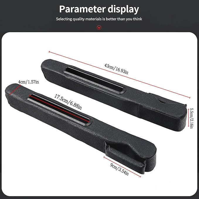 2 Pack Car Seat Gap Filler with Storage Box,Car Console Gap Filler,Fill the Gap Between Seat and Console,Prevent Things from Dropping,Convenient to Storage Keys and Phone(Black2)