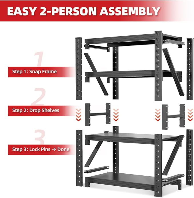 60" W Garage Shelving,4-Tier Heavy Duty Storage Shelves Unit with Adjustable Metal Shelf for Warehouse,Basement,Workshop,5000LBS,60" W x 24" D x 79" H,Black