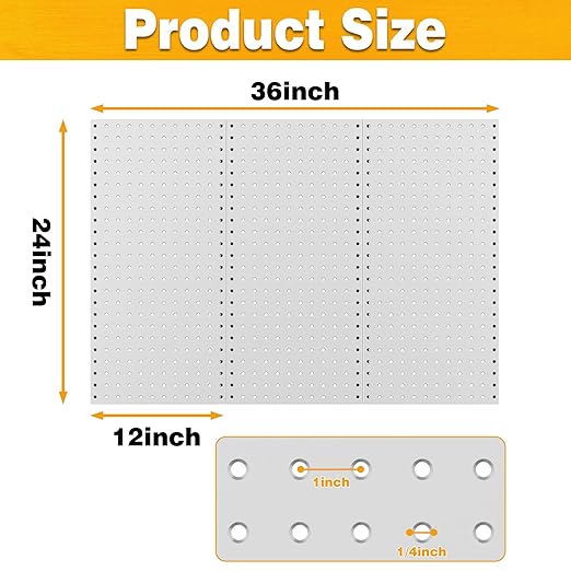 Pegboard Smith Metal Pegboard Panels 12" x 24", 3 Pack Grey Wall Mounted Tool Organizer Boards, Heavy Duty Tool Storage Peg Board for Garage, Workbench, Office, Fits 1/4" Peg Hooks