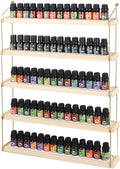 J JACKCUBE DESIGN Wall Mount Essential Oils Display Shelf with 5 Tier for 70 Bottles Holder Gold Frame and Wood Rack Organizer - MK482B