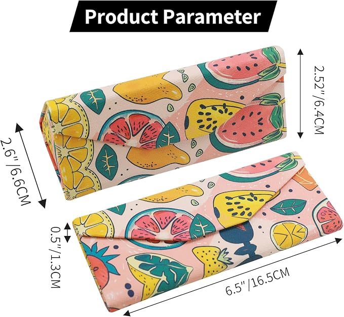Foldable Glasses Case, Magnetic PU Leahter Sunglasses Case, Cute Hard Shell Folding Eyeglass Cases for Women Kids