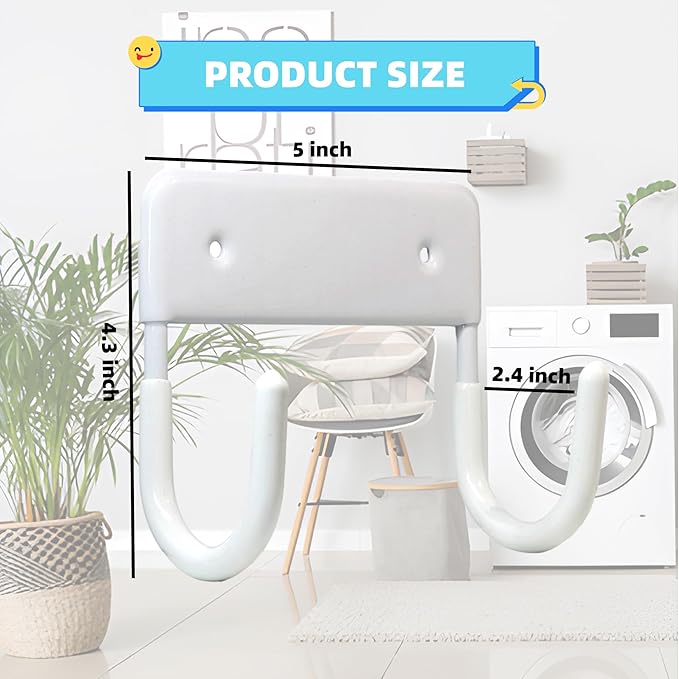 BiJun Ironing Board Holder Wall Mount, Ironing Board Hanger with 5 Inch Length, Iron Board Hook Wall Mount for Laundry Rooms (White)