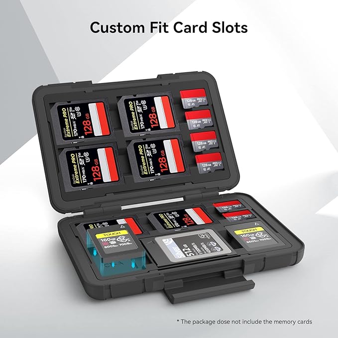 SMALLRIG Memory Card Holder Case 15 Slots, Water-Resistant for SD Card, Micro SD Card, CFexpress Type A/Type B Card, XQD Card - 3192