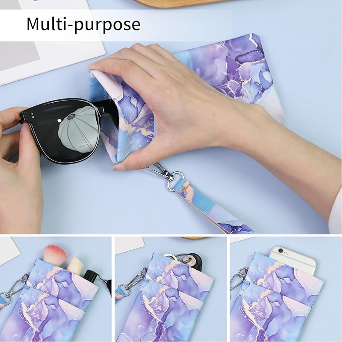 Double Eyeglass Case Soft Dual Glasses Case for Women Men Travel Squeeze Top Sunglasses Cases Eyeglasses Pouch