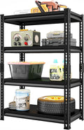 Heavy Duty Garage Shelves - 36''W 1,400Lbs Steel Metal Adjustable Utility Industrial Storage Shelving Rack Units for Warehouse Basement 4 Tier Black 35.4" W x 15.7" D x 66" H