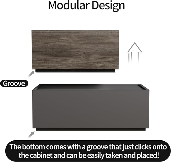 Modern Nightstand Modular Stackable Drawers Modular Storage Bedroom Furniture Set - Bedside Table, Storage Cabinet, Sofa End Table for Bedroom Living Room Hallway Entryway Black Large