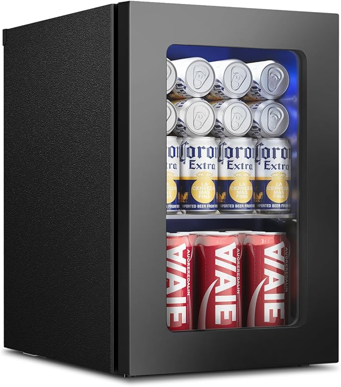 24 Cans Beverage Refrigerator Cooler - Mini Fridge with Digital Temperature Control, Soda Wine Beer Drink Fridge - Small Refrigerator for Office Home Bedroom Dorm Bar, Black