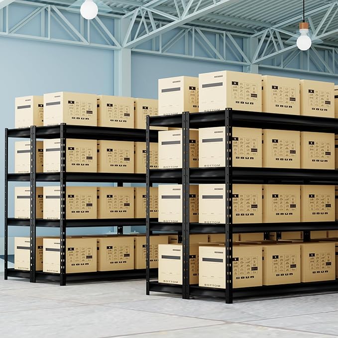 The Atlas 77” Ultra Wide 4-Tier Metal Garage Shelving 10,000 lbs Capacity, 77" W x 24" D x 72" H Heavy Duty Storage Rack, Adjustable Industrial Shelves for Shop Warehouse Basement Pantry
