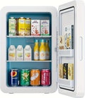 22L/30Cans Mini Fridge for Bedroom, 12v DC Portable Cooler & Warmer, Mini Refrigerator with Glass Front, for Car Office Desk & Dorm Food Beverage Skincare Makeup (White)