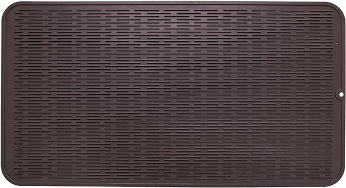 Silicone Dish Drying Mat for Multiple Usage,Easy clean,Eco-friendly,Heat-resistant Silicone Mat for Kitchen Counter or Sink,Refrigerator or Drawer Liner Coffee 4XL 32 inches x 18 inches
