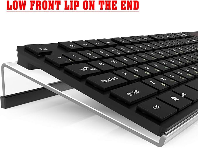 Acrylic Tilted Computer Keyboard Stand for Ergonomic Typing, Keyboard Tray Holder with Silicone Non-Slip Case, Clear