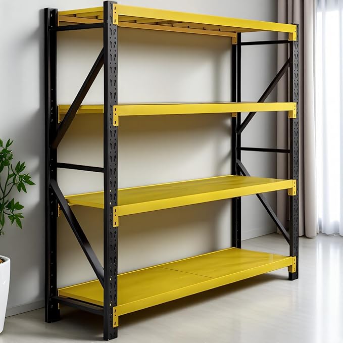 torage Shelves,Garage Shelving Heavy Duty Metal Adjustable Garage Shelves, Shelving Units Industrial Shelving for Warehouse (Yellow and Black, W59.1*D23.6*H78.7)