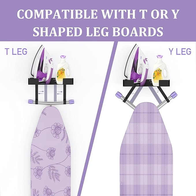 JUYSON Ironing Board Holder Wall Mount for T&Y Leg Ironing Board Hanger, Iron Holder Wall Mounted for Laundry Room