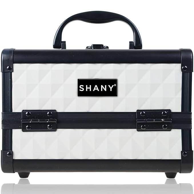 SHANY Chic Makeup Train Case Cosmetic Box Portable Makeup Case Cosmetics Beauty Organizer Jewelry storage with Locks, Multi trays Makeup Storage Box with Makeup Mirror - Peaceful