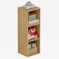 Book Shelf, Wooden Cube Storage Organizer with 11" Open Cubes, Stackable Modular Bookcase for Room Divider Storage, 3 Tier Bookshelf for Living Room, Bedroom, Office (Oak, 3-Cube)