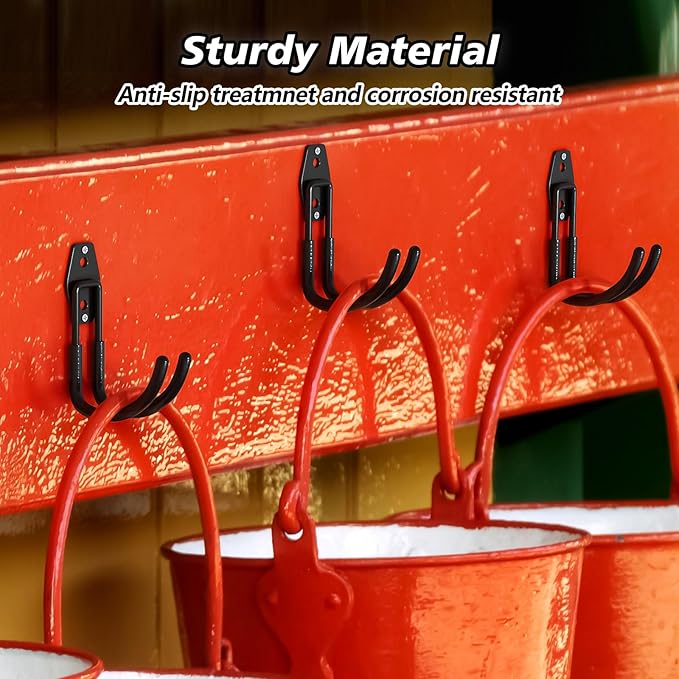 4 Pack Heavy Duty Garage Hooks,Solid Steel Wall Mount Hangers,with Anti-Slip Coating,for Hanging and Organising Ladder,Bike,Ropes,Broom,Garden,Yard and Power Tools(5.5x4.1 inch)