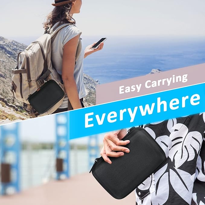 2 Colors Shockproof Hard Shell Carrying Case for GPS, External Hard Drive, Power Bank, Charger, Cable, Heart Monitor, Cell Phone, Electronic Accessories - Larger Capacity Storage Pouch Travel Bag