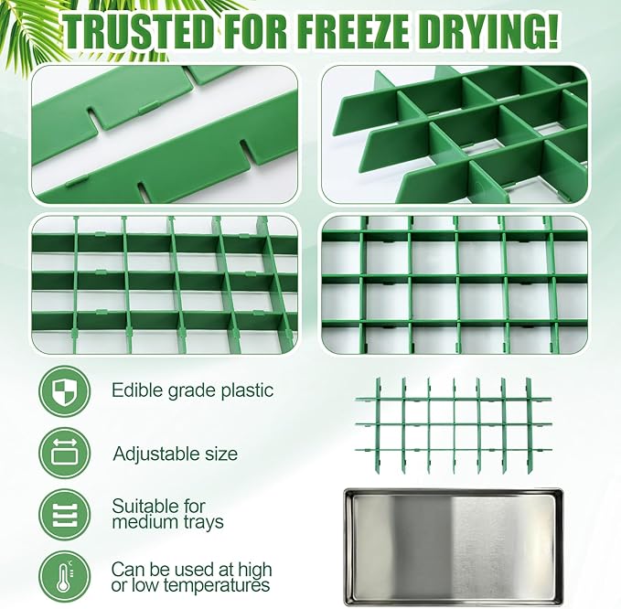 5 Sets Freeze Dryer Tray Dividers, Compatible with Harvest Right Freeze Dryer, Candy Tray Dividers Accessories (Small,Green)