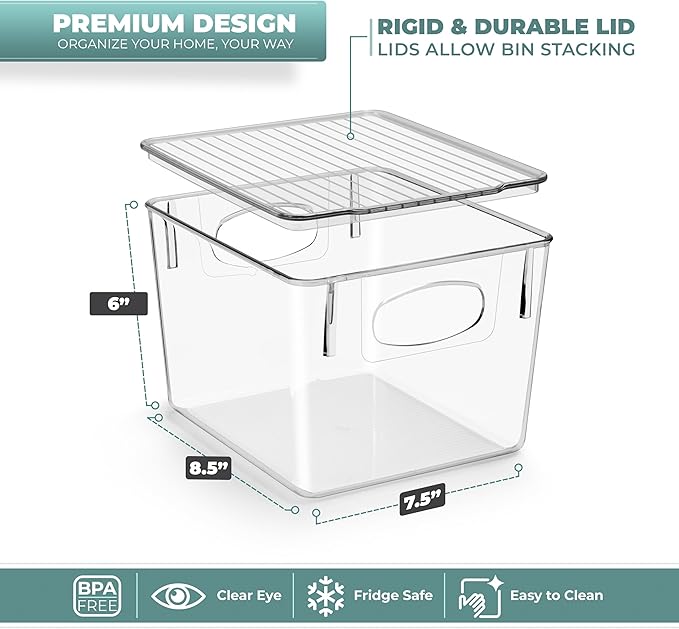 Sorbus Medium Clear Plastic Storage Bins with Lids, Clear Stackable Storage Bins, Clear Toy Storage Bins, Clothes, Medicine, Makeup, Closet, Art Supply, Bathroom, Shoe, Toy Storage Organizer (2 Pack)