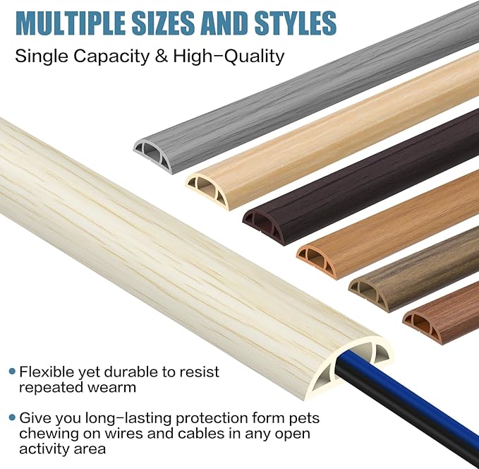 Floor Cord Covers for Wires 10FT Cable Hider Wire Cover Self Adhesive Cord Hider Floor for Offices, Homes, Workshops, Warehouses Cable Cavity 0.39" W x 0.27" H