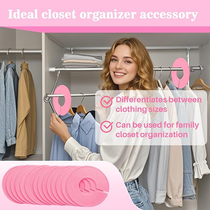 Sukh Closet Dividers 30pcs - Plastic Clothes Organizer Shelf Tags Labels for Clothing Rack Wardrobe Store Warehouse Nursery Must Haves Boutique Supplies Sturdy Durable Flexible No Burrs (Pink)